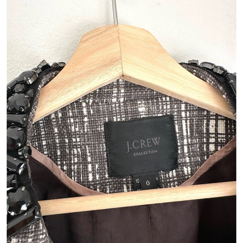 J. Crew Tweed Embellished Crystal Jewel Collar Jacket Blazer - Picture 7 of 8